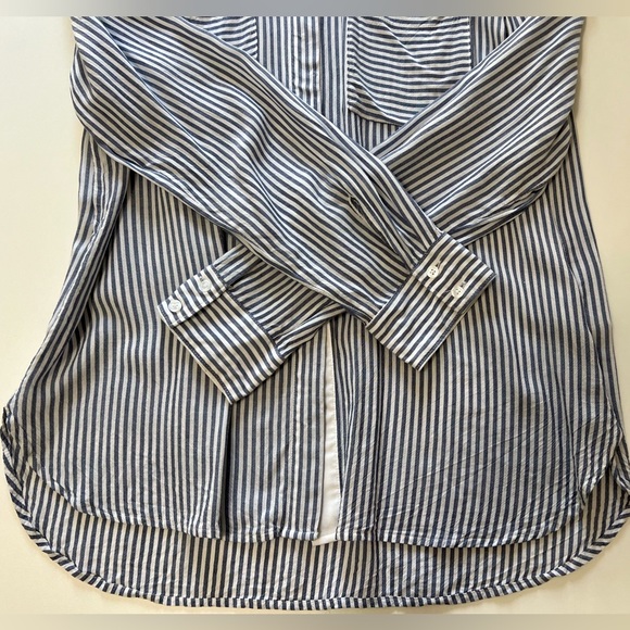 WHBM - Long Sleeve Blue Striped Shirt Button Down - Picture 4 of 9